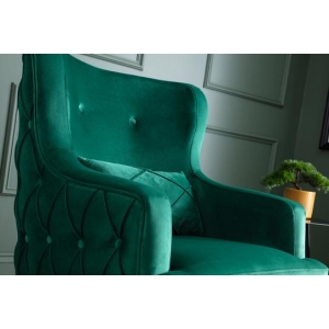 Zain Elegant Plush Velvet -Zain Wing Back Chair Jade Green