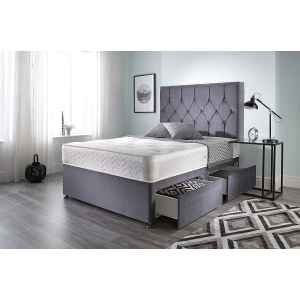 Harper Plush Velvet Bed Frame & Memory Foam Mattress 1-Steel Plush  Velvet