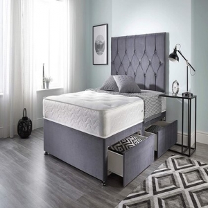 Harper Plush Velvet Bed Frame & Memory Foam Mattress 