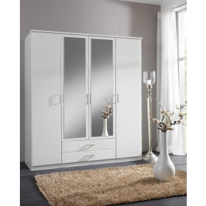 Vienna Alpine 4 Door 2 Shelves Wardrobe with Mirror