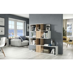 Zara White Gloss and Oak Bookcase